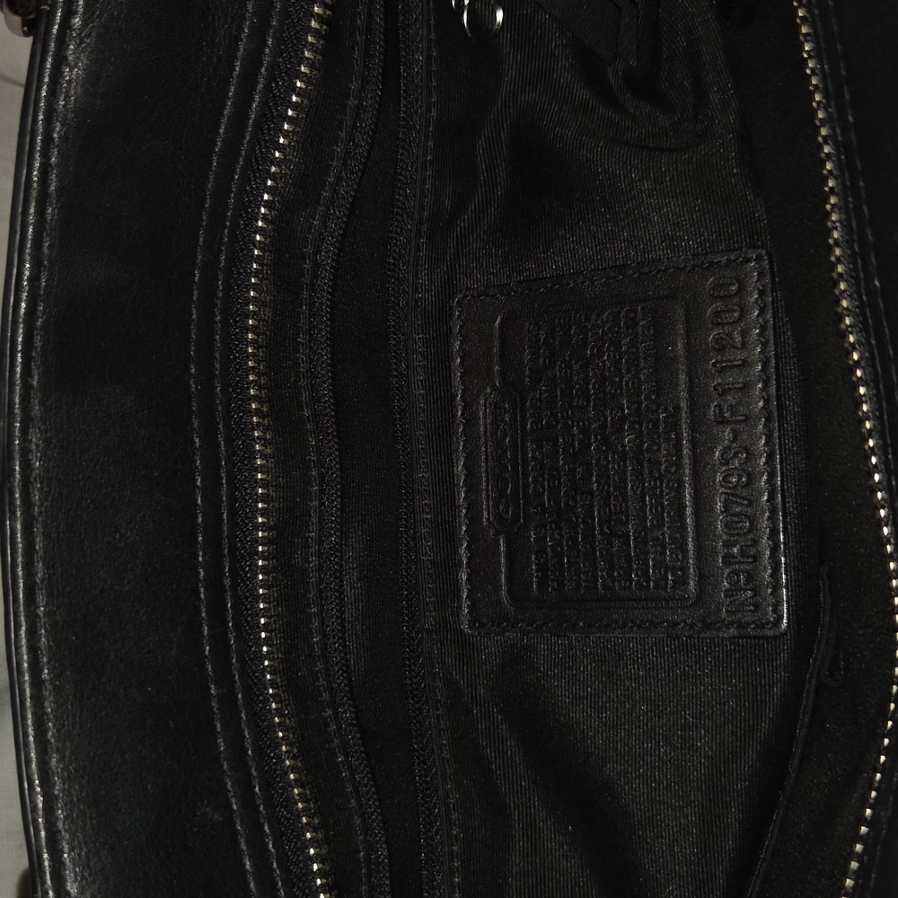 Coach Black Leather Hampton Handbag with Silver Accents - Picture 13 of 16